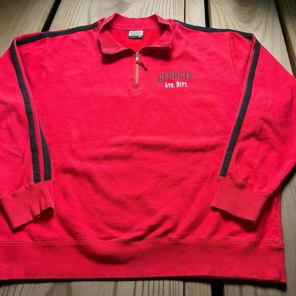Vintage University Of Georgia Bulldogs Zip Up Collar Sweatshirt Mens XXXL 3XL - Picture 1 of 9